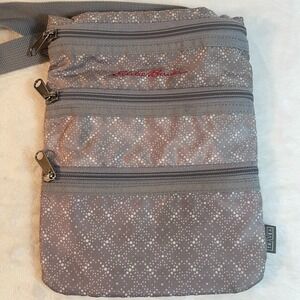 Eddie Bauer Travex Gray Crossbody Travel Bag 3-Zip Pocket Lightweight Adjustable
